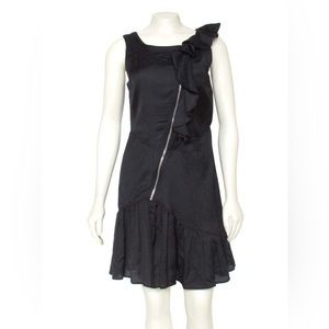 Marc by Marc Jacobs Black Sleeveless Asymmetrical Zip Dress with Ruffle Size 0
